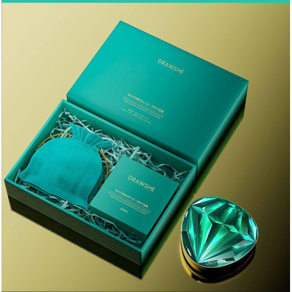 Трехцветный тональный кушон Drawshe Emerald Crystal Glow с увлажнением и сменным блоком, 24 г