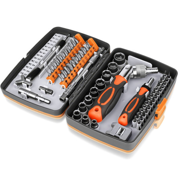 Набор отверток с трещоткой Torx RATCHET 68 в 1 в кейсе гибкий удлинитель, биты, головки, храповый механизм