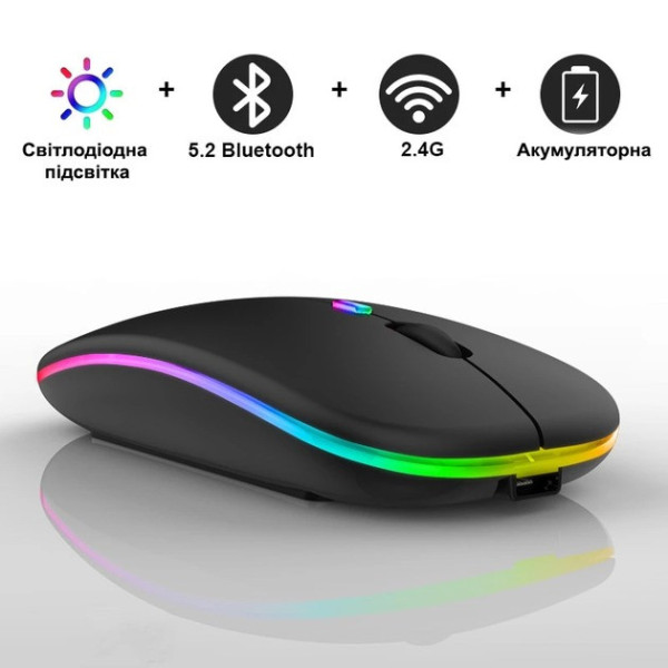 Беспроводная Bluetooth USB мышь PM1 с подсветкой, 2.4 ГГц, бесшумная,  совместима с ноутбуком, ПК,,