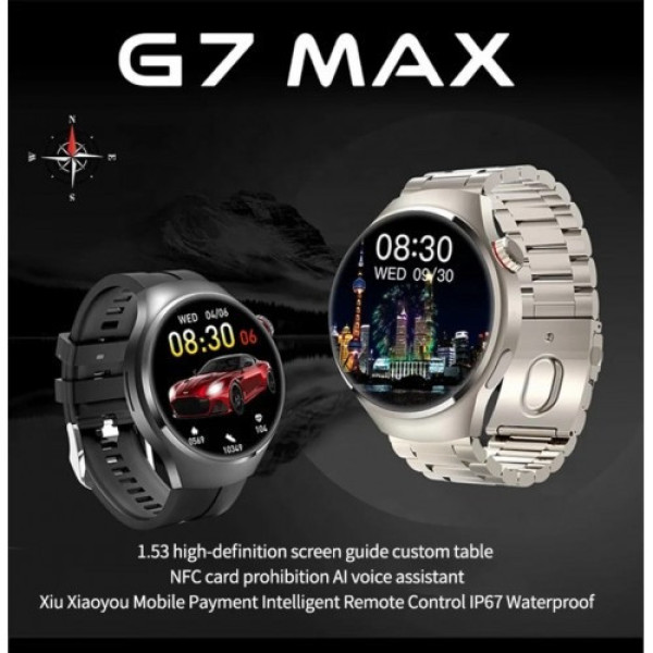 Смарт-часы G7 MAX: умные часы с беспроводной зарядкой, Bluetooth, IP65, сенсорный экран, для Android и iOS