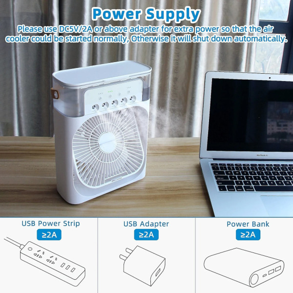 Портативный мини кондиционер-увлажнитель воздуха AIR COOLER FAN 4-в-1 с резервуаром 600 мл и подсветкой