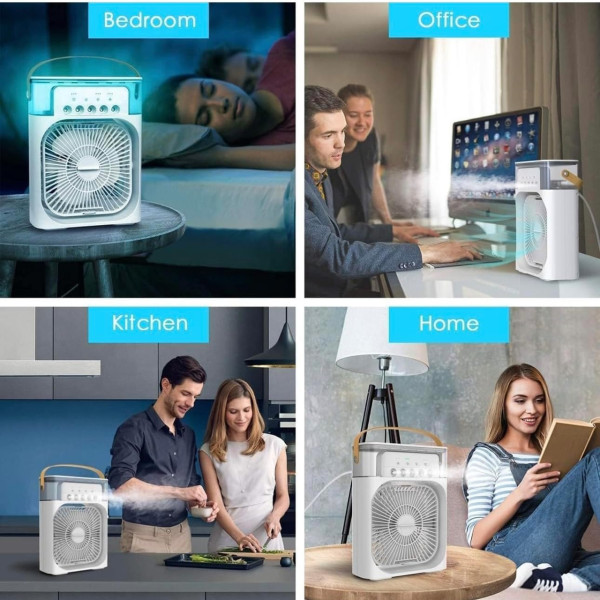 Портативный мини кондиционер-увлажнитель воздуха AIR COOLER FAN 4-в-1 с резервуаром 600 мл и подсветкой
