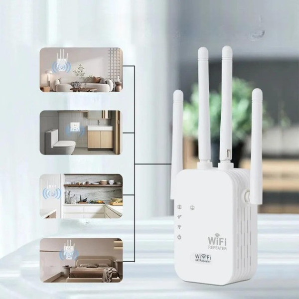 Wi-Fi репитер усилитель сигнала 2.4G, 300 Мбит/с, 4 антенны, ретранслятор, повторитель, режим AP, WPS, LAN