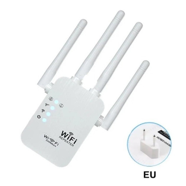 Wi-Fi репитер усилитель сигнала 2.4G, 300 Мбит/с, 4 антенны, ретранслятор, повторитель, режим AP, WPS, LAN
