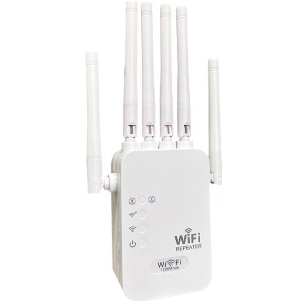 Двухдиапазонный Wi-Fi ретранслятор 2.4/5 ГГц 1200 Мбит/с, репитер, усилитель сигнала, 6 антенн, RJ45, режим AP