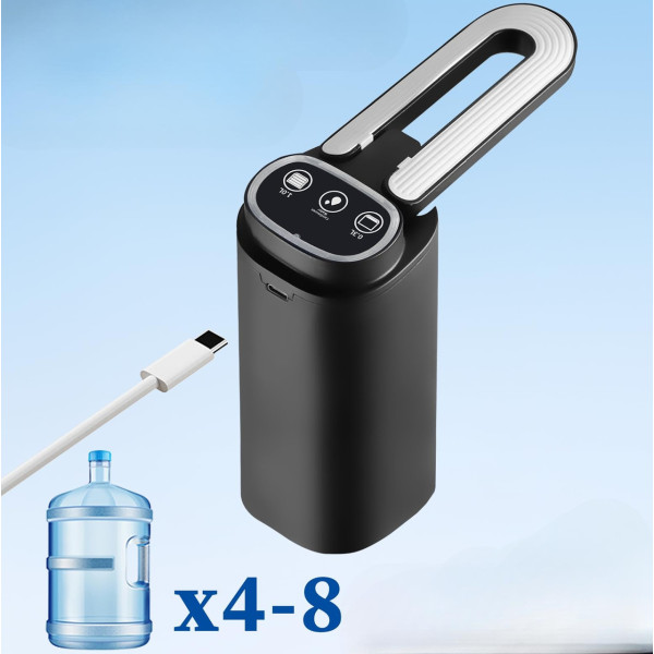 Электрическая помпа Water Pump с аккумулятором D18 1200 мАч USB зарядка, кнопка 600 мл для бутылей 19 л