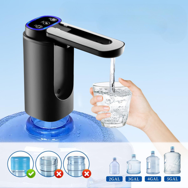 Электрическая помпа Water Pump с аккумулятором D18 1200 мАч USB зарядка, кнопка 600 мл для бутылей 19 л
