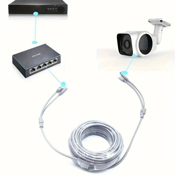 Готовый кабель RJ45 + DC 10 м для видеонаблюдения, медный комбинированный удлинитель питания, двухжильный