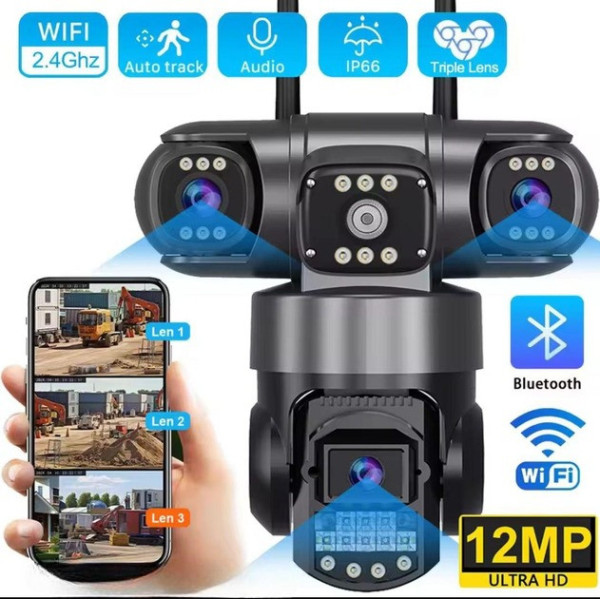 Уличная Wi-Fi IP-камера видеонаблюдения V380 SC28-W 12МП с 4 объективами и поддержкой V380 PRO
