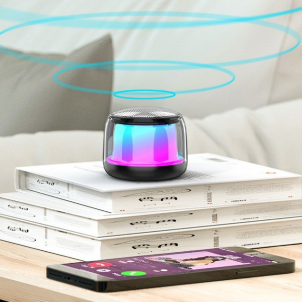 Беспроводная Bluetooth колонка мини портативная влагозащищенная Сине-фиолетовая подсветка