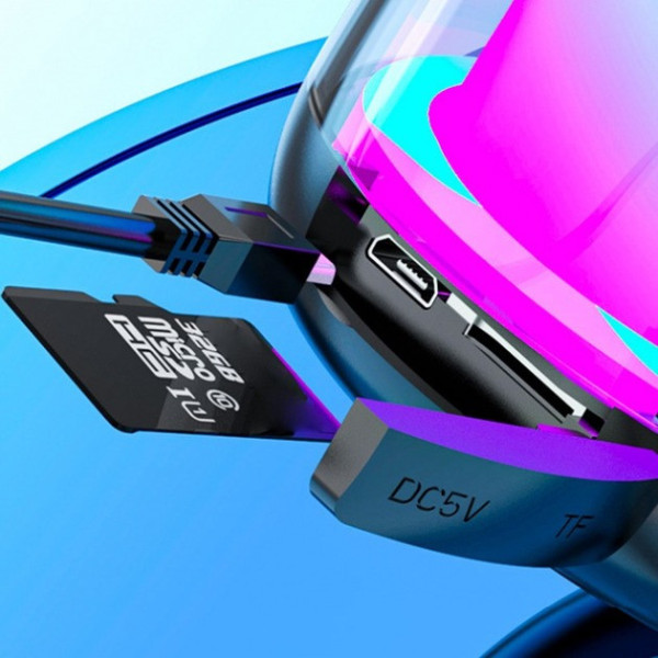 Беспроводная Bluetooth колонка мини портативная влагозащищенная Сине-фиолетовая подсветка