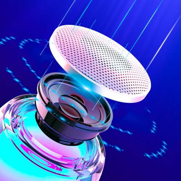 Беспроводная Bluetooth колонка мини портативная влагозащищенная Сине-фиолетовая подсветка