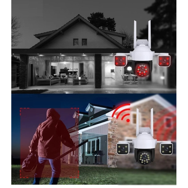 Уличная камера видеонаблюдения 4G Wi-Fi LAN с 3 линзами 2+2+2 Мп и ночным видением