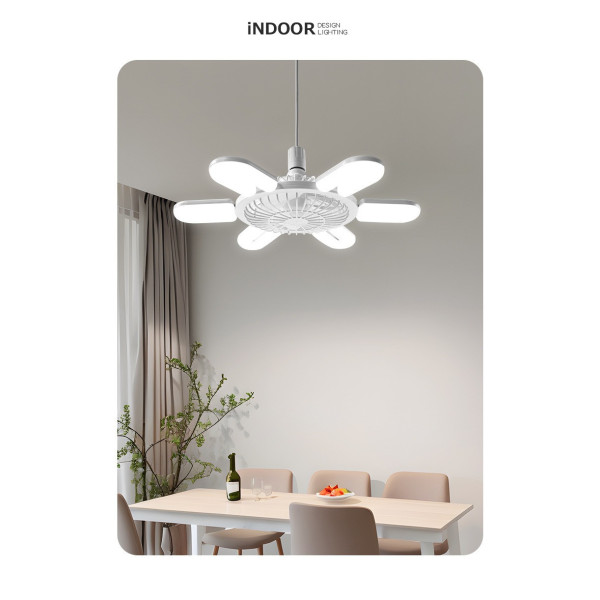 Лампа-вентилятор LED 60Вт 6U с патроном E27, пульт, 3 режима, белая
