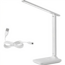 Лампа LCD 868 настольная аккумуляторная с термометром и часами white