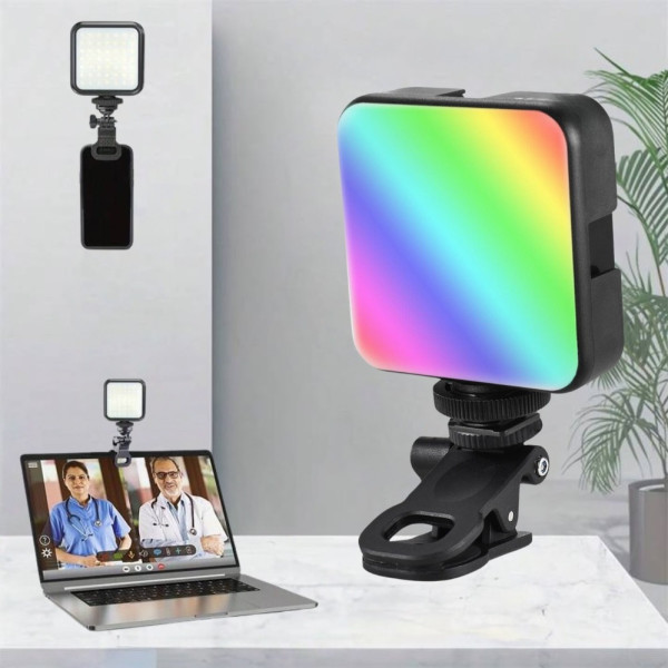 Мини LED RGB видеосвет AY-83 с аккумулятором и прищепкой