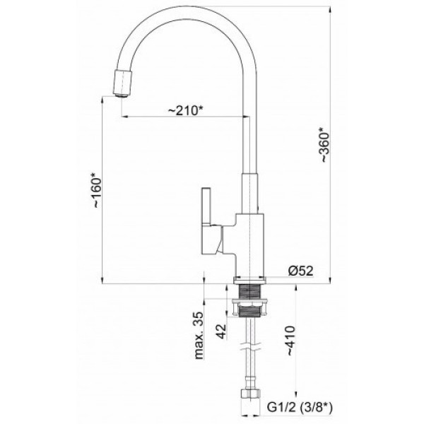 Смеситель для кухни Rubineta Flexy 33 BK черный гибкий AND HA-181