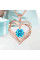 Золотое ожерелье женское Heart Love с голубым циркониевым камнем