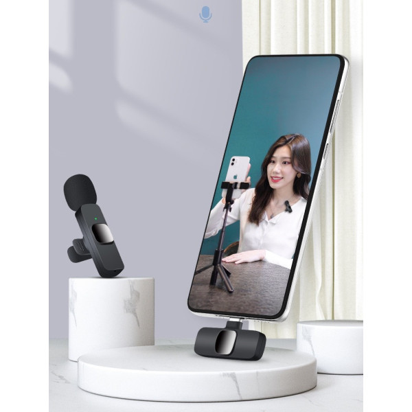 Беспроводной микрофон петличный K9 Wireless Lavalier с адаптером Lightning Type-C