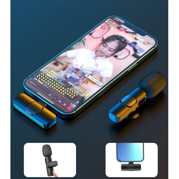 Беспроводной микрофон петличный K9 Wireless Lavalier с адаптером Lightning Type-C