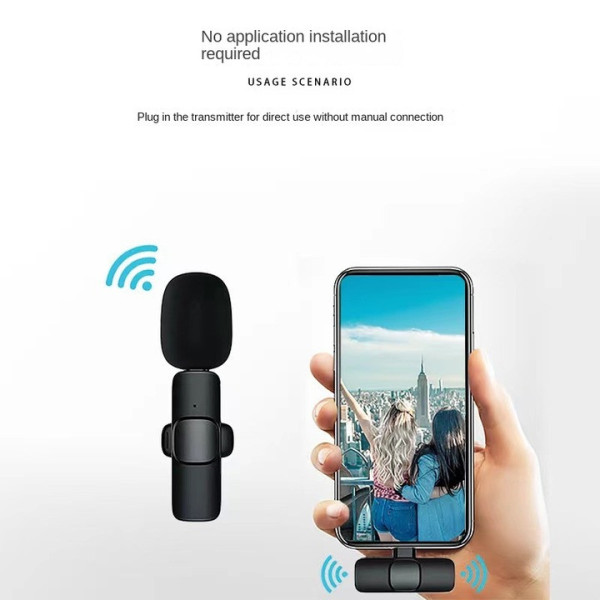 Комплект петличных микрофонов K9+ Wireless Lavalier с переходниками Lightning Type-C черный