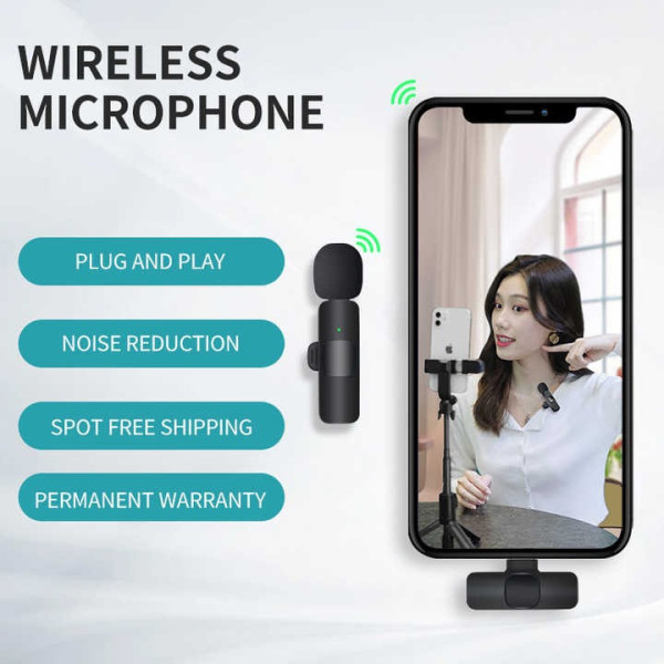 Комплект петличных микрофонов K9+ Wireless Lavalier с переходниками Lightning Type-C черный
