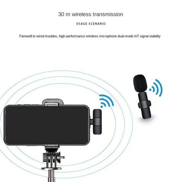 Комплект петличных микрофонов K9+ Wireless Lavalier с переходниками Lightning Type-C черный