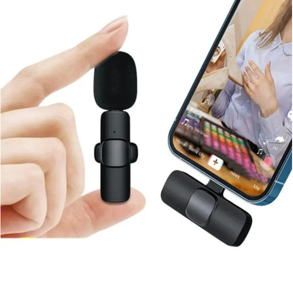 Петличный микрофон K11 Wireless Lavalier с адаптером Lightning черный