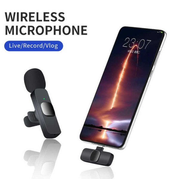 Петличный микрофон K11 Wireless Lavalier с адаптером Lightning черный