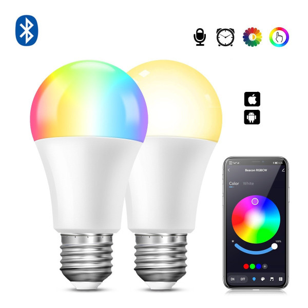 Умная RGB LED лампа Tuya E27 Bluetooth с цветным и белым светом