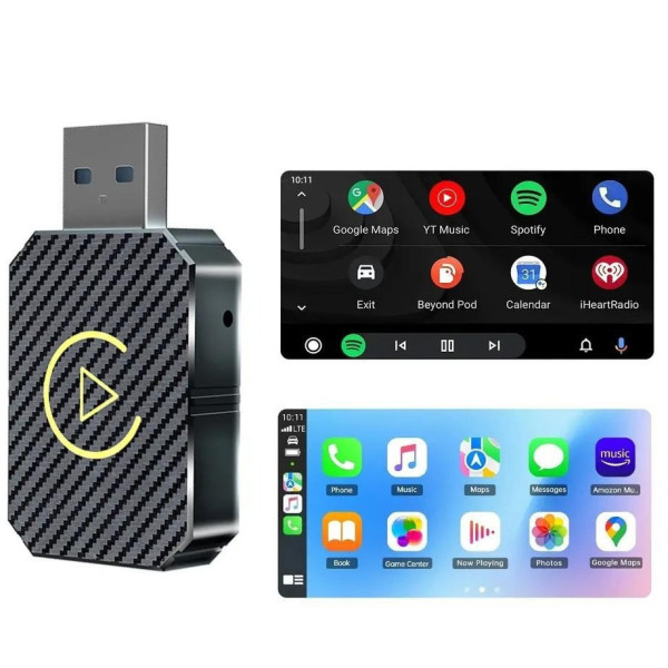 Беспроводной адаптер для авто CarPlay Android Auto USB Bluetooth черный