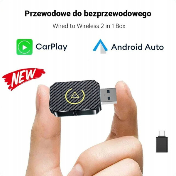 Беспроводной адаптер для авто CarPlay Android Auto USB Bluetooth черный
