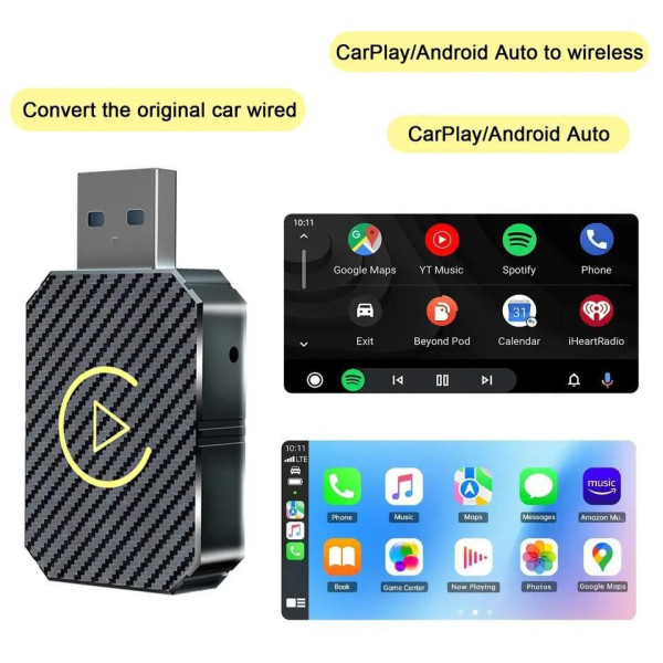 Беспроводной адаптер для авто CarPlay Android Auto USB Bluetooth черный