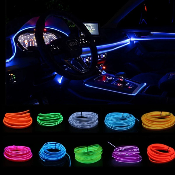 RGB подсветка салона авто 5 метров гибкий неоновый неон с 7 цветами USB