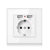 Розетка с заземлением SIXWGH белая с двумя USB портами WH034W
