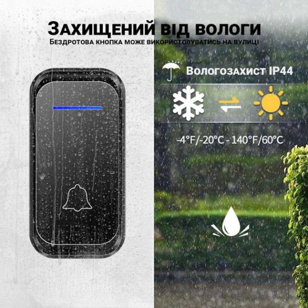 Комплект беспроводных звонков с приемником и 38 мелодиями WDB-02-2 черно-белый