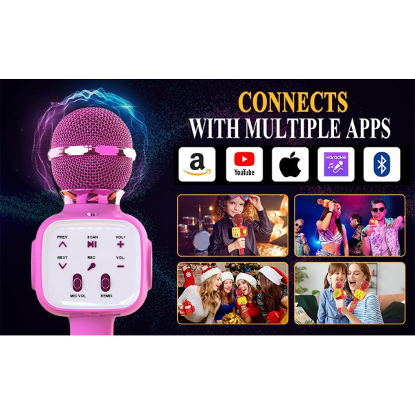 Bluetooth микрофон караоке Q8 беспроводной для детей в четырех цветах