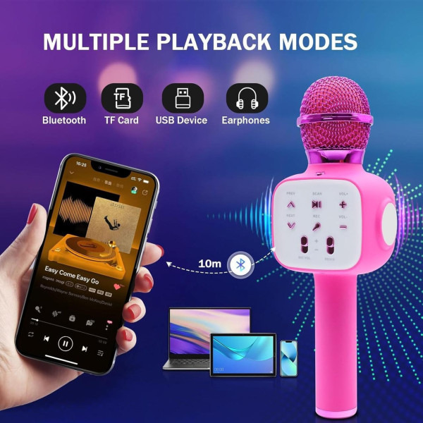 Bluetooth микрофон караоке Q8 беспроводной для детей в четырех цветах