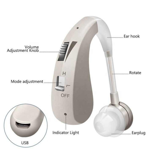 Цифровой слуховой усилитель звука с аккумулятором USB Tecnologia Audifono Gold