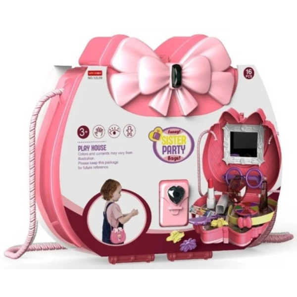 Детский косметический набор Kids Pretend Toy Bag с зеркалом и сумочкой розовый
