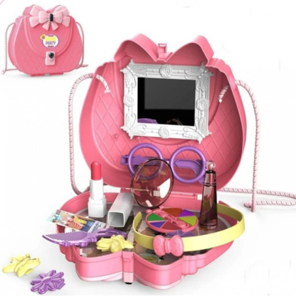 Детский косметический набор Kids Pretend Toy Bag с зеркалом и сумочкой розовый