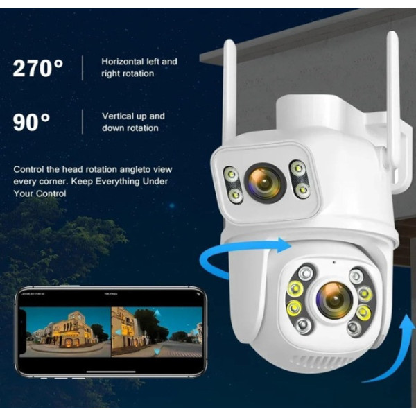 Уличная WiFi видеокамера с поворотом и датчиком движения 12 Мп SD 39 4G