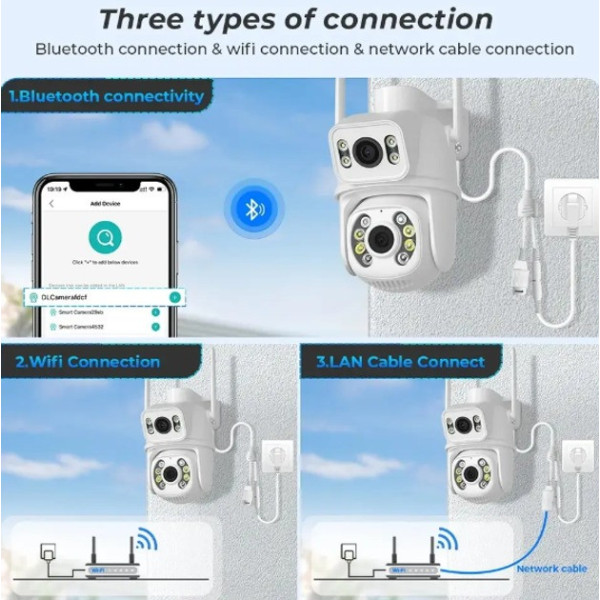 Уличная WiFi видеокамера с поворотом и датчиком движения 12 Мп SD 39 4G