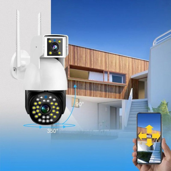 Уличная IP камера с двойным объективом Dual Camera P12 WI-FI V380PRO датчик движения
