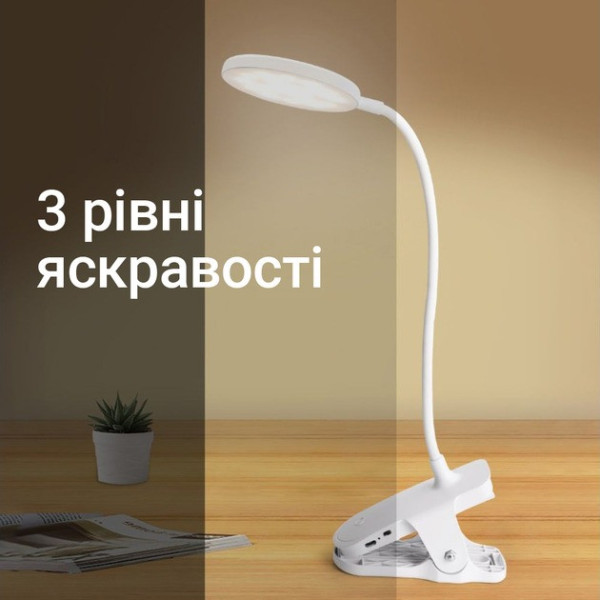 Настольная лампа Weidasi WD-6651 с прищепкой, USB, аккумулятором и LED подсветкой