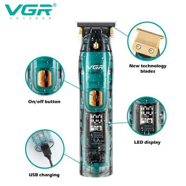 Аккумуляторный триммер VGR V-961 Professional с комплектом насадок