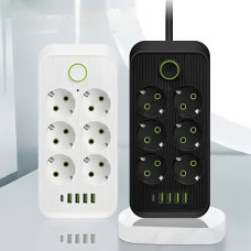 Удлинитель розетки сетевой фильтр на 6 гнезд 5 USB разветвитель питания для техники/ разветвитель розетки