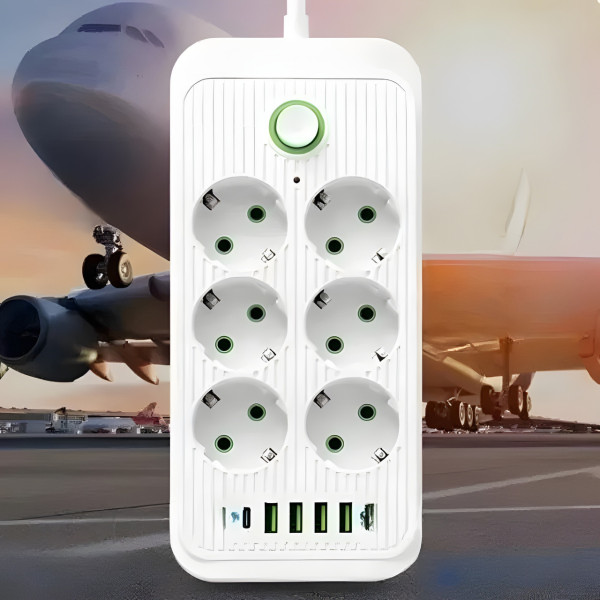 Удлинитель розетки сетевой фильтр на 6 гнезд 5 USB разветвитель питания для техники/ разветвитель розетки
