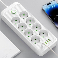 Сетевой удлинитель фильтр питания на 8 розеток 5 USB разветвитель розетки с выключателем 2 м