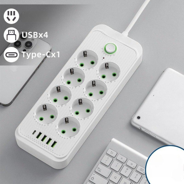 Сетевой удлинитель фильтр питания на 8 розеток 5 USB разветвитель розетки с выключателем 2 м